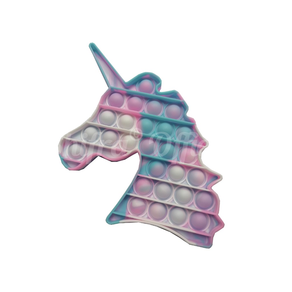 Shifra Mainan Pop It Unicorn Gantungan Kotak Fidget Sensory Toy-Pop It Rainbow Soft