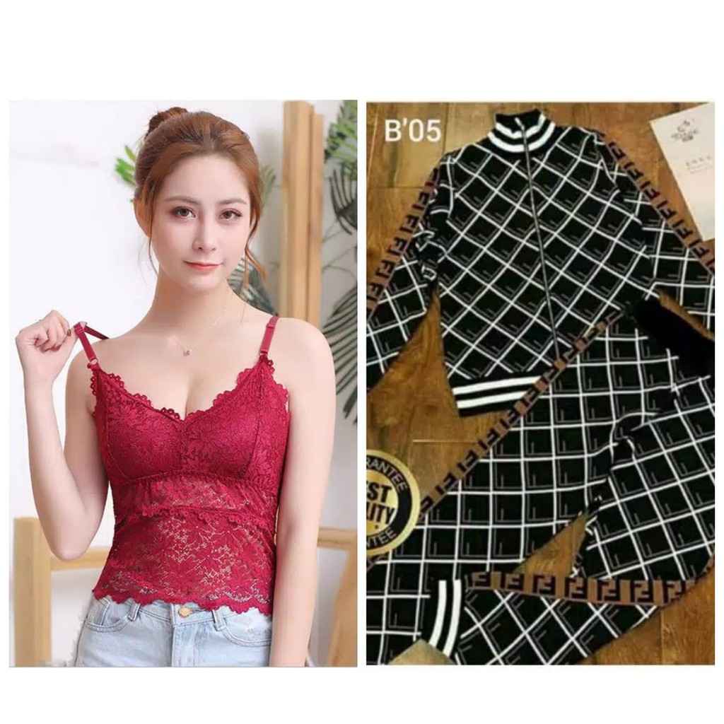 TOKOBRA - [2 IN 1] Setelan Rajut FENDI Premium 05 / SET WANITA + Kamisol Padded Tanktop Busa