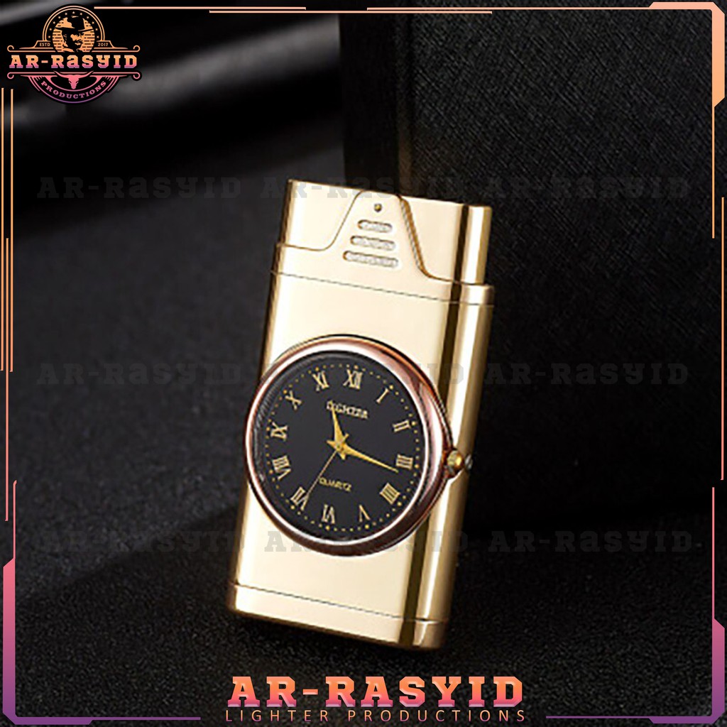 BISA COD! Korek Api Bara Gas Plus Jam Elegan Watch Lighter