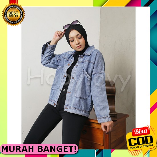 Oversize - Jaket Jeans Import Bangkok Premium Sobek Hl854 Jaket J Mk819 [Jaket Nirina Ro]Jaket Wanit