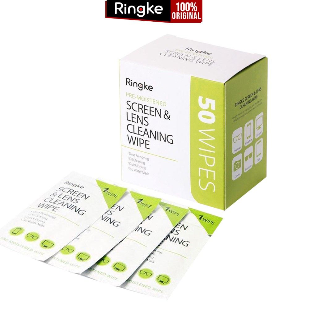 

Pembersih Layar LCD Hp Ringke Screen & Lens Cleaner Wipe Wipes Tissue 1 Box (50pcs)