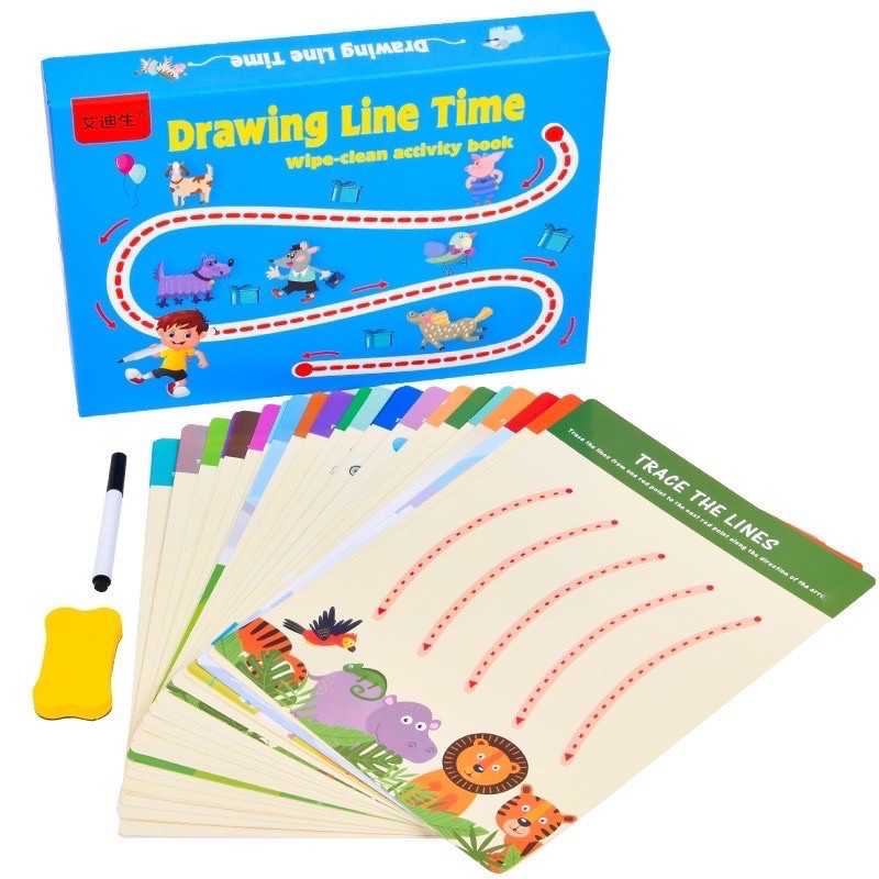 tracing line - wipe clean activity card - kado anak - hadiah anak - latihan menulis - activity card