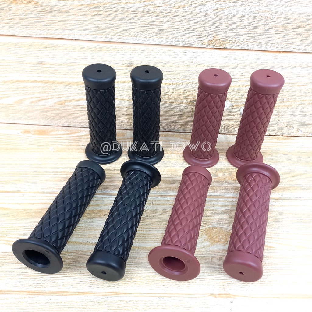 handgrip wajik grip karet hanfat model diamond classic Hitam Coklat Caferacer Japstyle Vespa W175 diamond custom grip