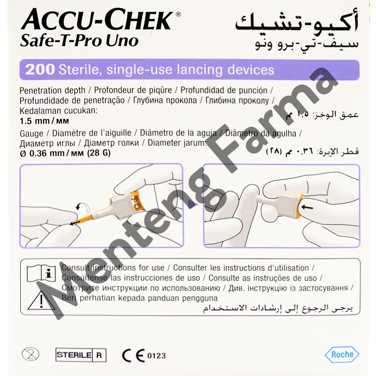 Accu-Chek Safe T Pro Uno 200 Pcs - Jarum Lancet Steril