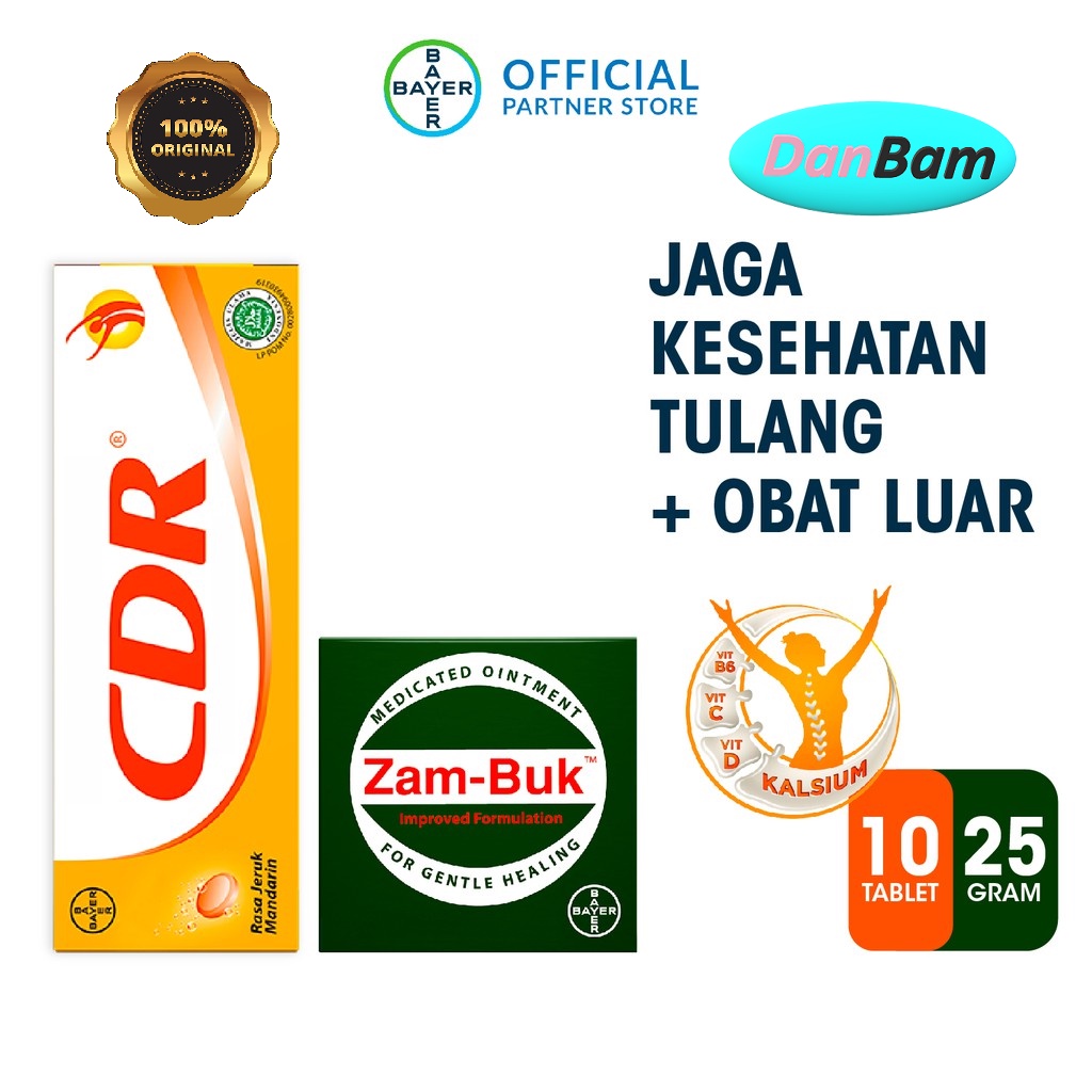 CDR Suplemen Kalsium Rasa Jeruk Mandarin 10 Tablet &amp; Zambuk Obat Luar 25gr