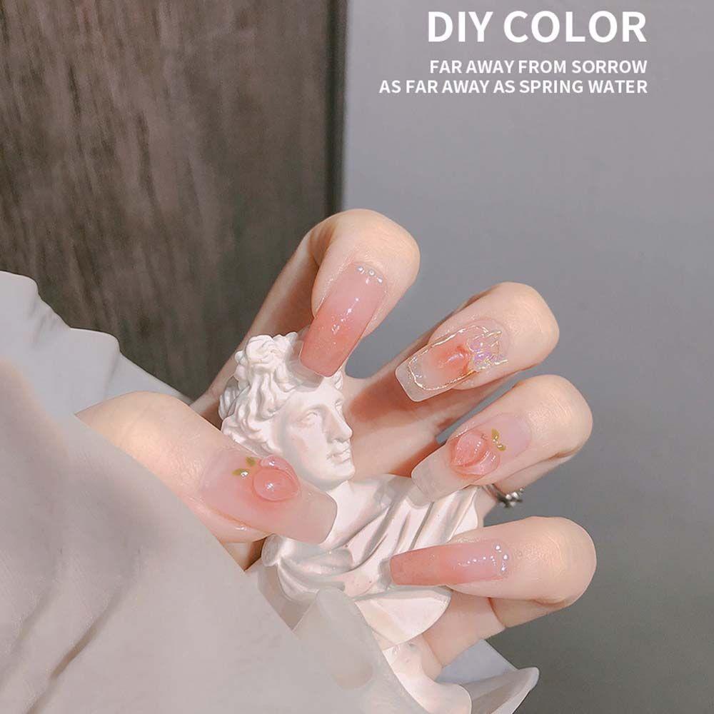 AUGUSTINA Agustin 3D Perhiasan Nail Art Lucu Peach Bentuk Cinta Hiasan Kuku Manicure Nail Accessories Set