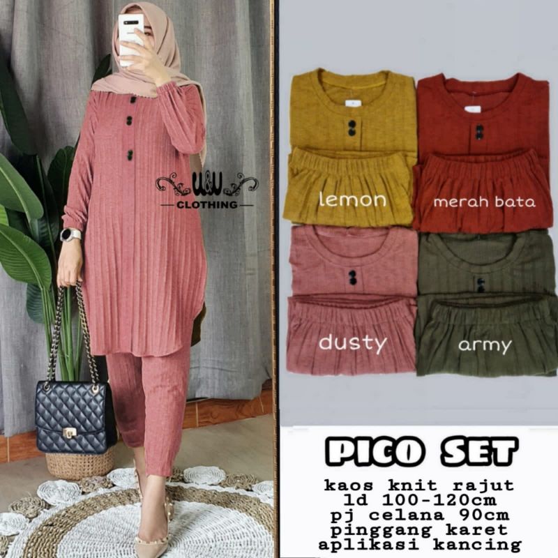 pico setelan tunik rajut wanita kekinian halus adem. Setcel remaja premium original by w&w