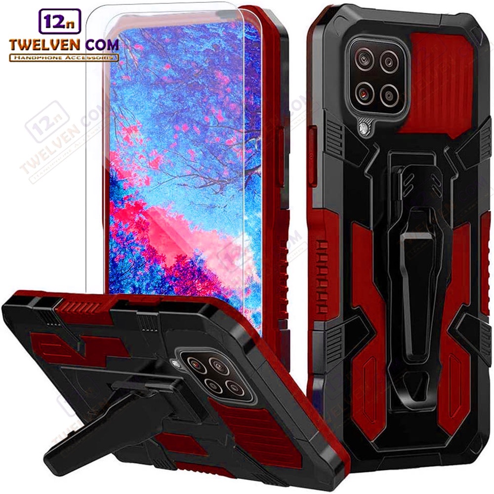 Case Shockproof Samsung A12 Armor Hardcase Stand Clip