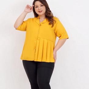 Kemeja 010 BAJU BLOUSE ATASAN WANITA JUMBO RAMPEL LD 120cm BIG SIZE KATUN XXL XXXL CEWEK Gemuk Baju 
