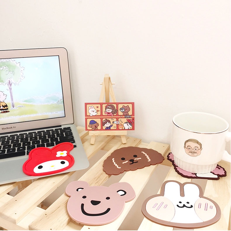 Anti-slip Mouse Pad Alas Komputer Kartun/tatakan gelas kopi Printing Table Mat Cute Coaster Aksesoris Komputer praktis