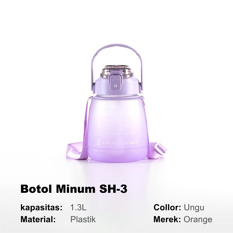 Botol Minum Viral Botol Minum Lucu 1,3 Liter Botol Anak Gradiasi Penanda Waktu FREE STIKER WHFURNITURE