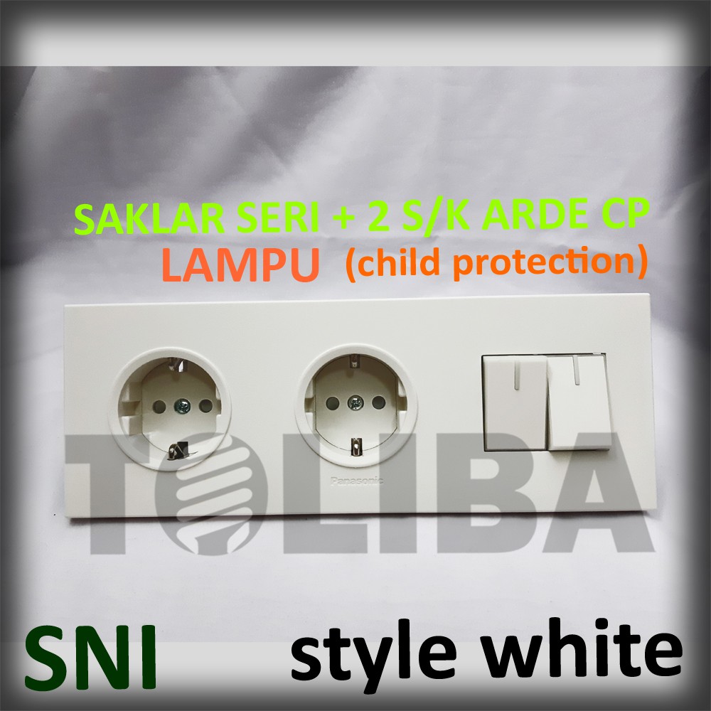 stop kontak stopkontak 2 s/k arde cp + saklar seri lampu minimalis style white ib panasonic SNI