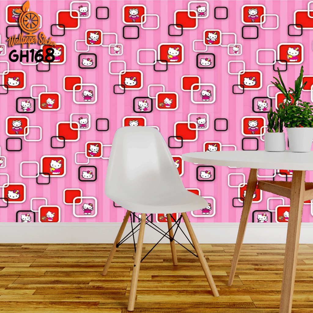 Wallpaper Dinding 45cmx9m Walpaper Stiker Dinding Hellokitty Kotak Batik Karakter