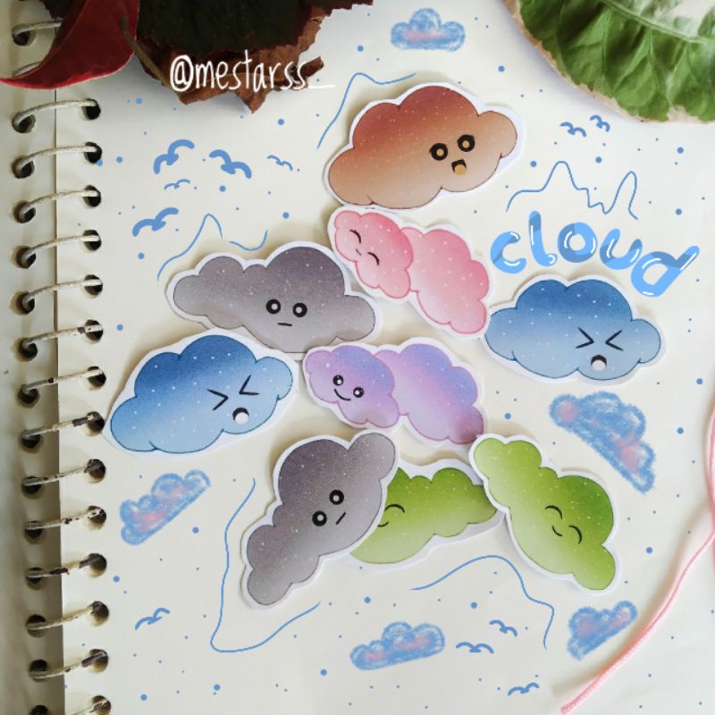 

COD~24PCS/SET STIKER "CLOUDS"-6 DESAIN BERBEDA/ STIKER AESTHETIC~MESTARSS