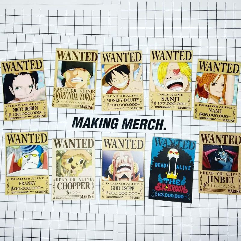 Sticker Anime One Piece Wanted