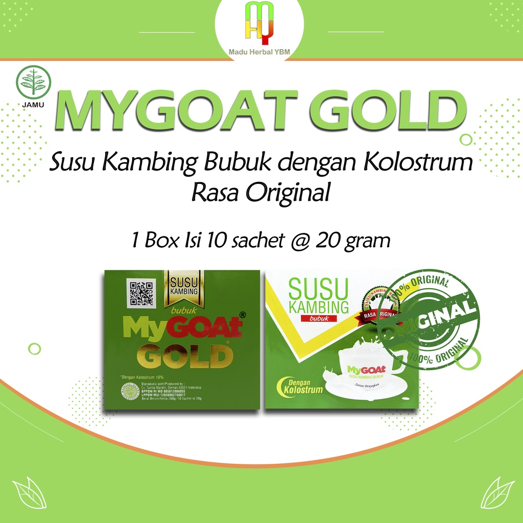 

MyGoat Gold - Susu Kambing Bubuk dengan Kolostrum - 1 Box isi 10 sachet @20 gram