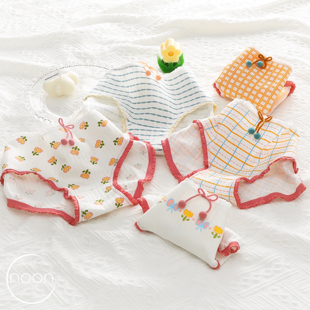 NOON (Out in the Garden) Celana Dalam Wanita Dewasa Korea Motif Bunga Lucu Imut Import Undies Perempuan CD Remaja