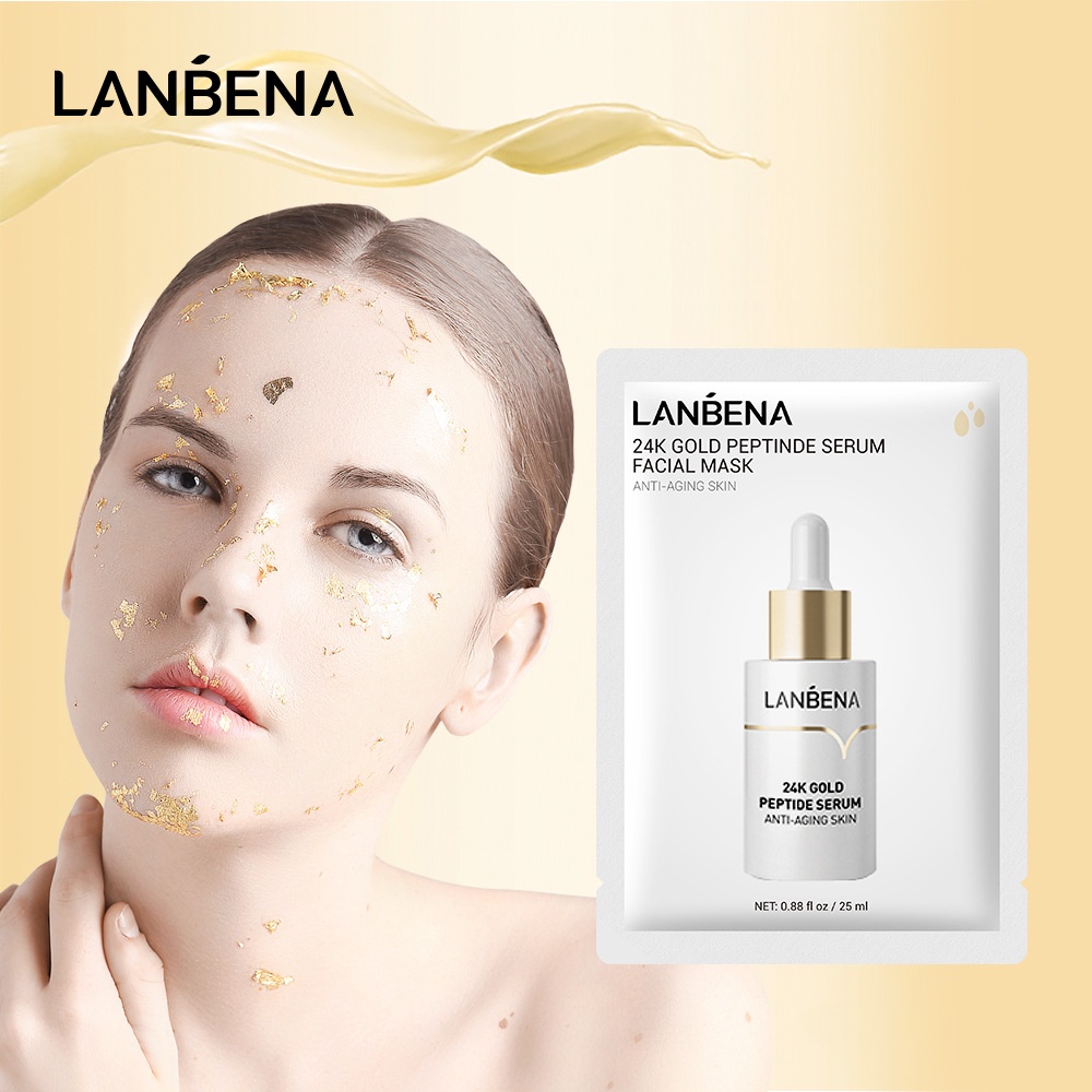 [Ori100%]LANBENA/Allphv Facial Masker Sheet Mask 24KGold Peptide VITAMIN C Pore Treatment  Hyaluronic Acid  Mask Brightening Moisturizing Nourishing Anti Aging kulit SERUM Essence Masker Wajah Skincare Perawatan Kecantikan 1PCS