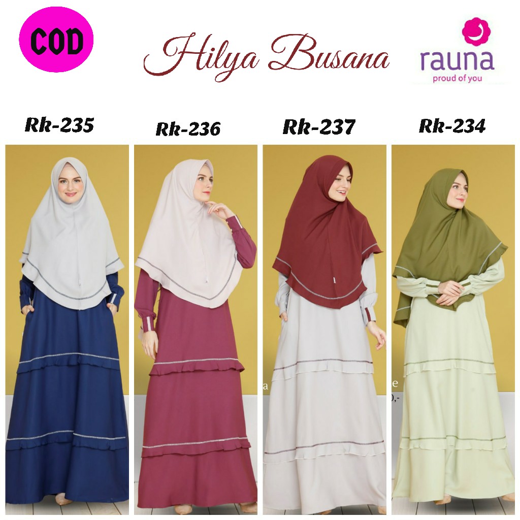 Gamis Rauna Set Jilbab / RK - 234,235, 236 , 237 / Fashion Muslim