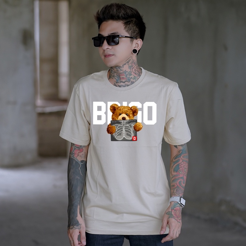 Kaos Distro BRIGO Beruang Rontgen || BRIGO Kaos Lengan Pendek Bear Rontgen || Kaos Katun Combed M-XL ( Pria &amp; Wanita )