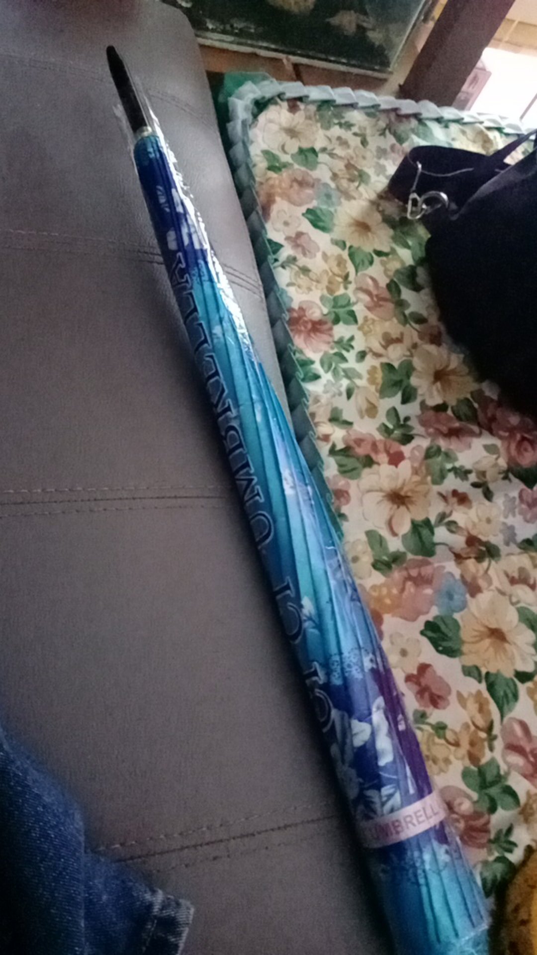 Payung Besar Lipat Standar Ruji 16 Impor Panjang Gagang Bengkok Motif Bunga - Payung Murah Grosir