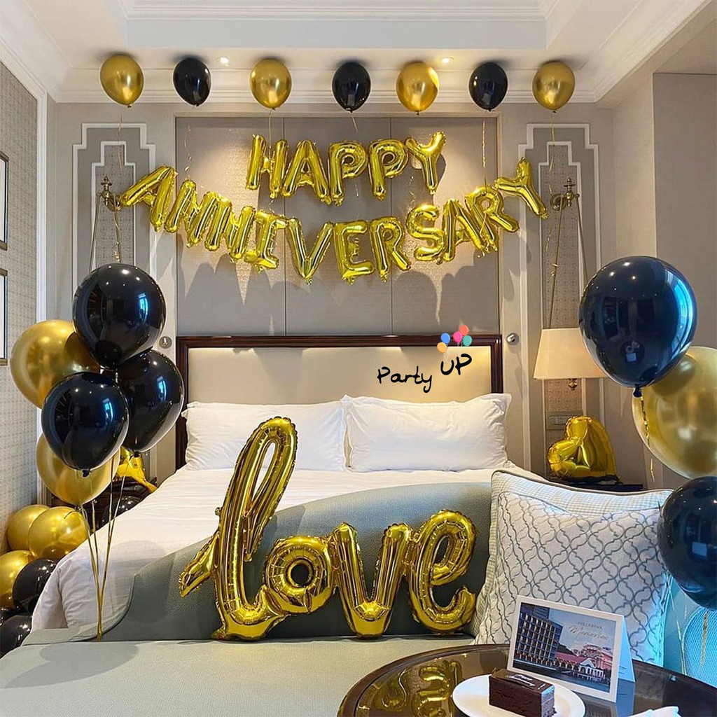[Paket Anniv] Happy Anniversary Love Gold & Black
