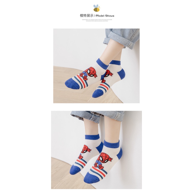 Kaos Kaki Anak Laki Laki Motif Spiderman Superhero Fashion Korea Kekinian Usia 2-5 Tahun TK SD