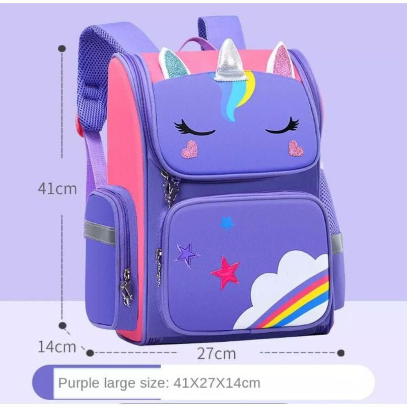 Tas Ransel Anak Sekolah Perempuan Karakter Lucu Unicorn Rainbow