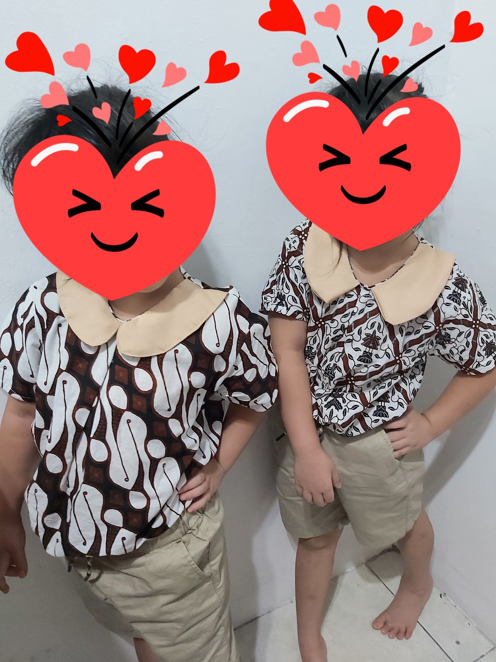 Top Blus Batik Anak Berkerah Putih Cream Unik Mixing Lengan Bagus Cantik Simple Dan Nyaman Dipakai