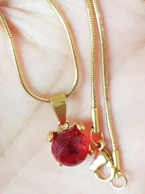 Kalung Fashion Permata Zircon Merah Import Antikarat Selamanya