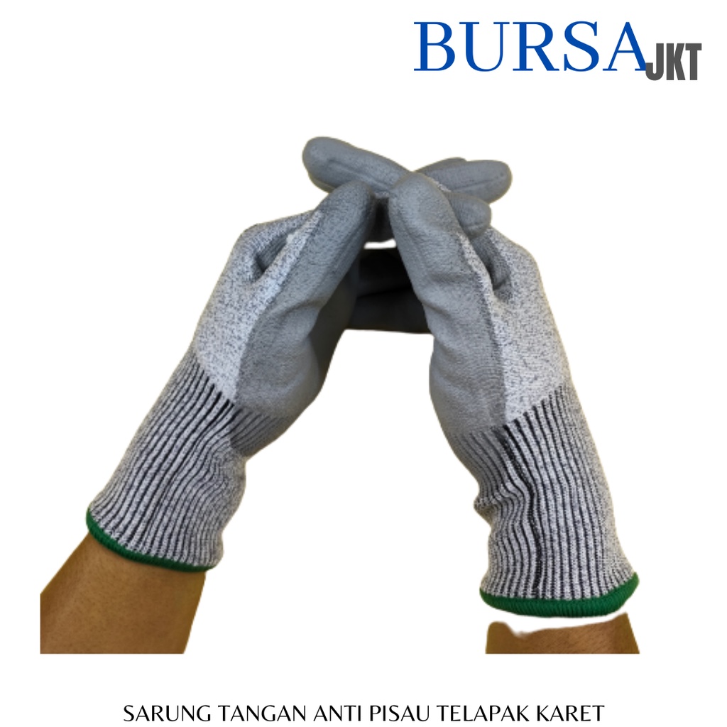 SARUNG TANGAN ANTI PISAU TELAPAK KARET ANTI AIR GRADE 5