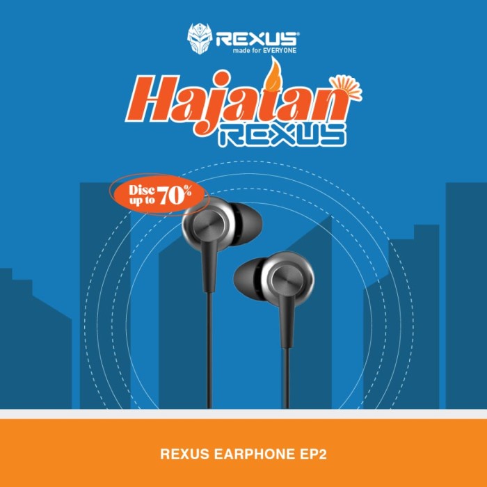 EARPHONE REXUS EP2 MIC / EARPHONE REXUS EP-2 MIC