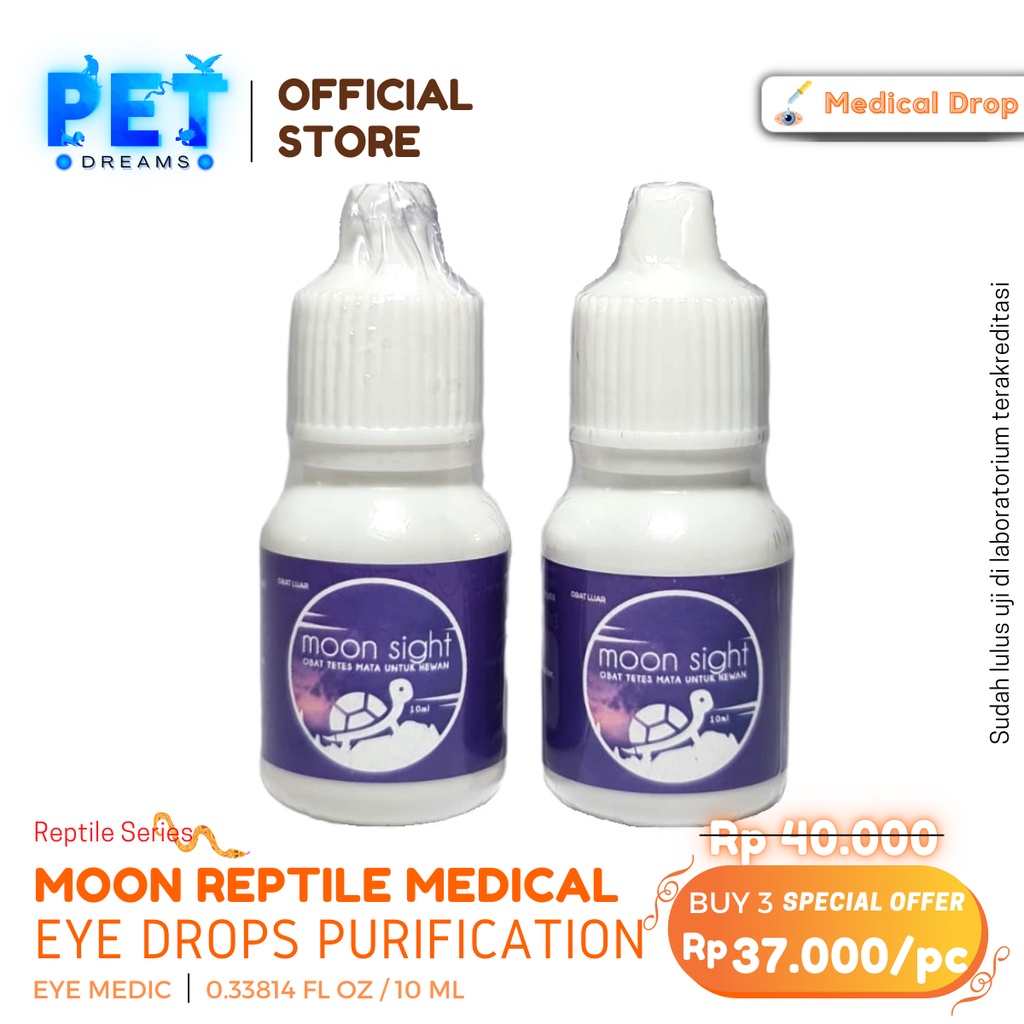 PROMO MOON REPTILE OBAT TETES MATA BENGKAK SAKIT MATA INFEKSI REPTIL KURA TORTO SULCATA PARDALIS