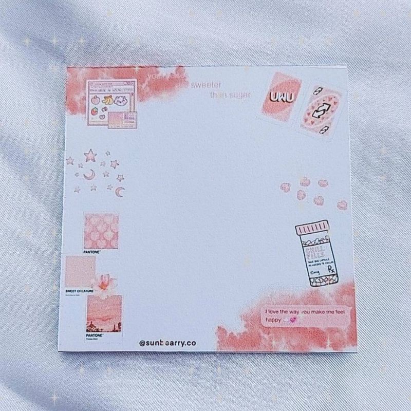Memo pad by sunbearry.co custom memo pad bts snoppy aesthetic star scrabook-Peach chill