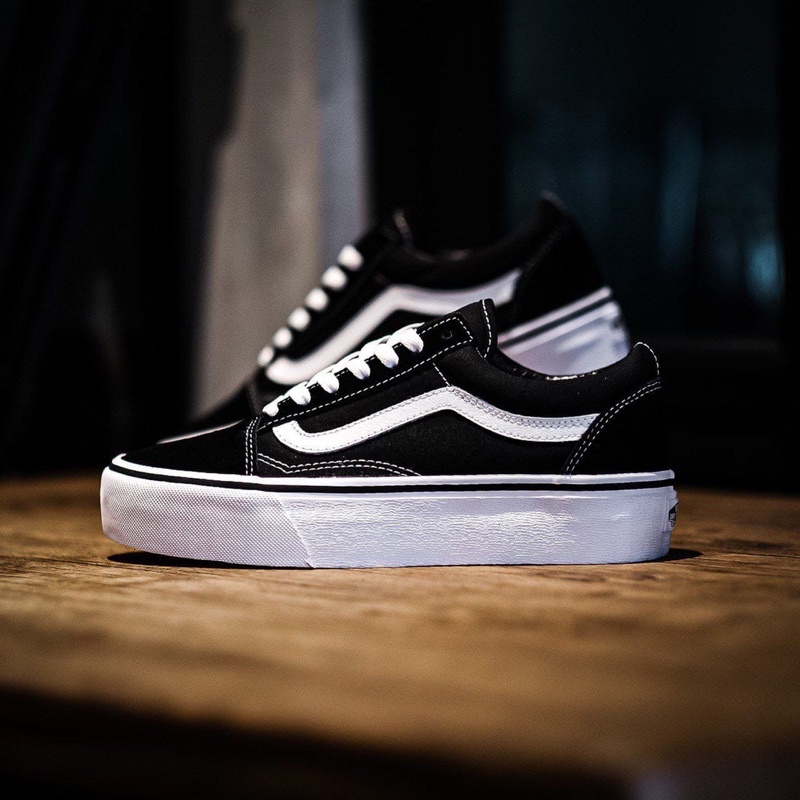 VANS OLDSKOOL PLATFROM BLACK WHITE ORIGINAL 100%