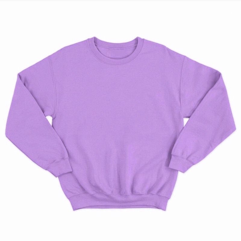 Sweater Lilac Polos Bisa Tambah Custom Sablon Foto, Sablon Gambar, Sablon Tulisan