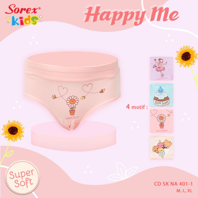 Sorex kids NA 401(M,L,XL) celana dalam anak perempuan happy me harga per biji