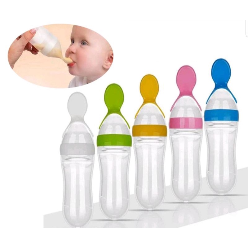 [Random] Botol Sendok Makan Bayi / Botol Dot Silikon Sendok Makan Bayi / Baby Spoon Feeder / Peralatan Makan Bayi / Sendok Makan Bayi Silikon / Baby Feeding Set / Bottle Spoon