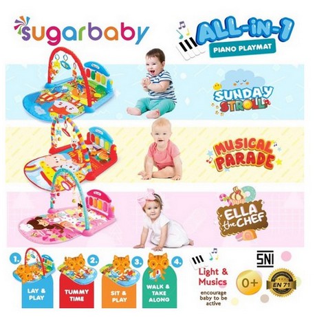 Sugarbaby Piano Playmat Baby Playgym Sugar Baby / Baby Playmat / Playmat Bayi /Sugar Baby All in one Piano Playmat / Playmat Bayi Sugar Baby / Sugar Baby Playmat Sugar Park Sugar Land Sugar Galaxy Ella Chef Musical Parade Sunday Stroll BPA FREE SNI