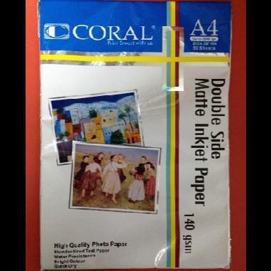 

Kertas / Coral Double Side Matte Inkjet Paper A4 140 Gsm Pack 50 Sheets