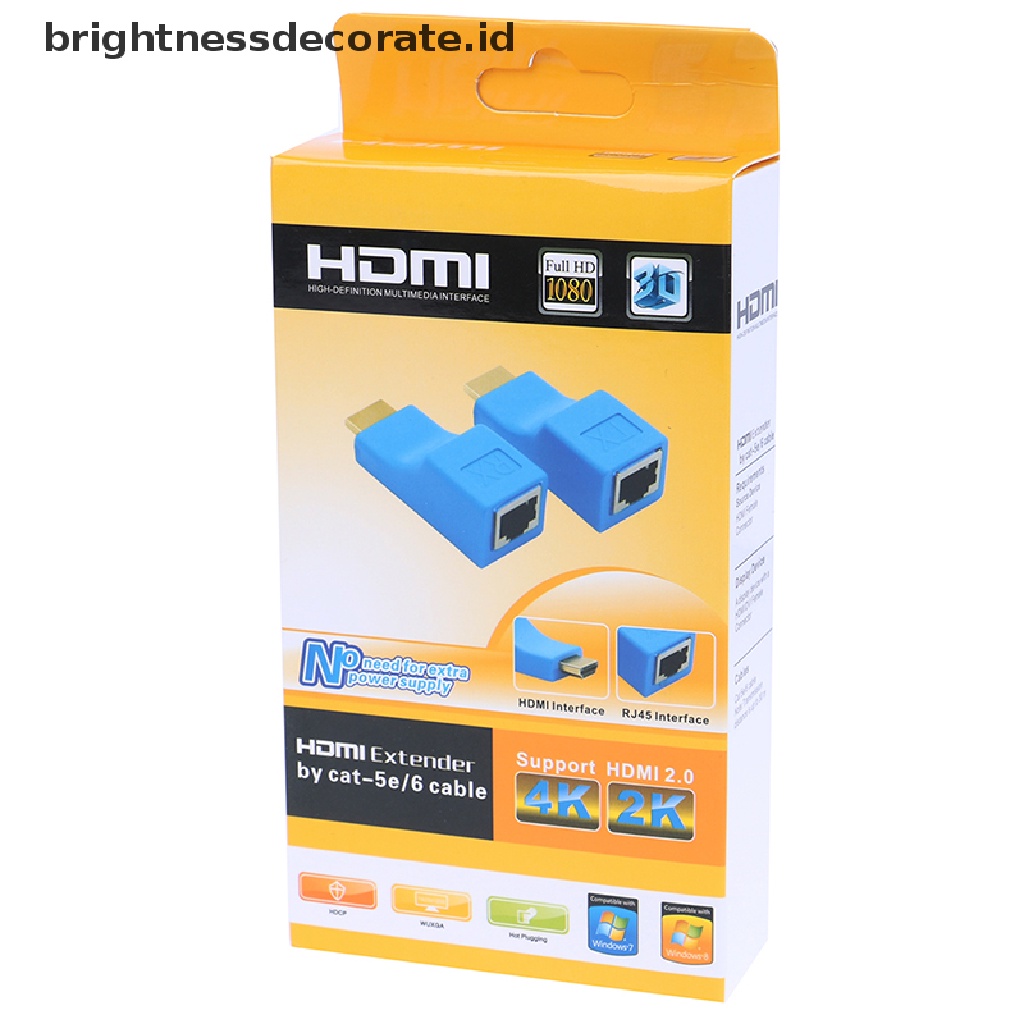 2pcs Extender Hdmi 1080p Ke Rj45 Over Cat 5e / 6 Network Lan Ethernet