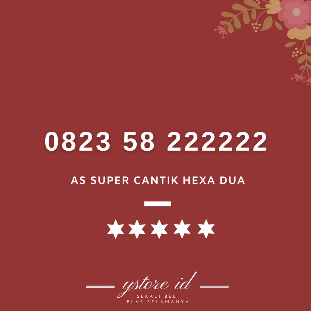 NOMOR CANTIK TELKOMSEL HEXA DUA KARTU PERDANA AS NOMER SERI BELAKANG EKOR 2222 22222 22222