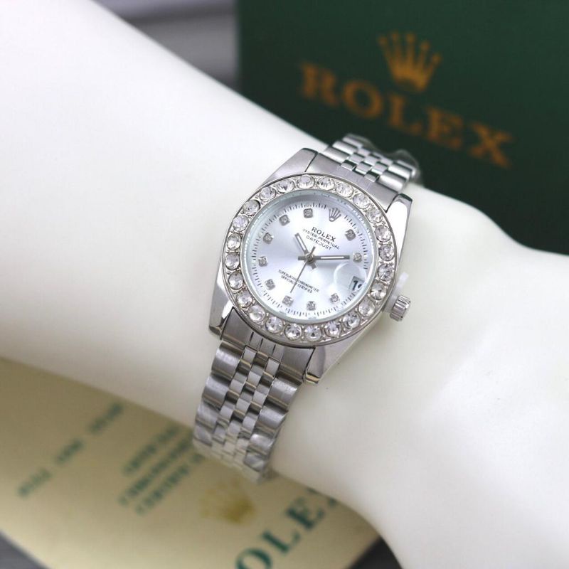 PROMO Jam Tangan Wanita Anti Air/Jam Tangan Rantai Rolex Tanggal Free Bok TERMURAH