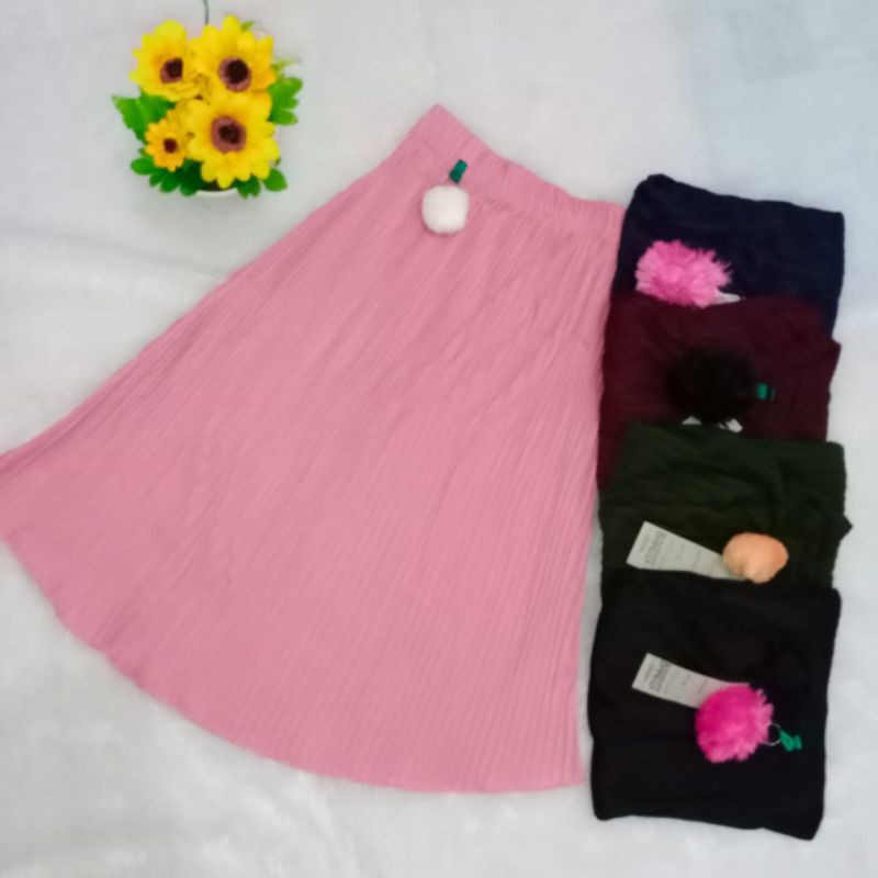 ROK PLISKET ANAK POM POM USIA 8-9 TAHUN //BAWAHAN ANAK PEREMPUAN TANGGUNG