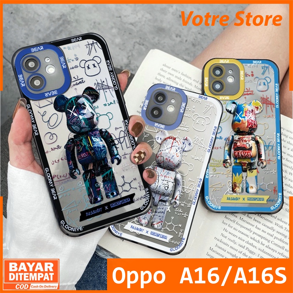 Case Oppo A16 A16S Casing Silikon Kaws Gloomy Bear X Robot Transparant Pelindung Kamera Premium