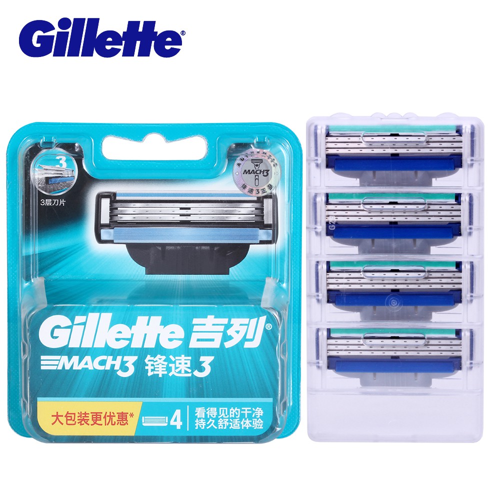BEBAS ONGKIR Gillette Mach 3 Turbo Razor Blades Shaver Razor Pen Safety Razors 4pc Shaving Barber