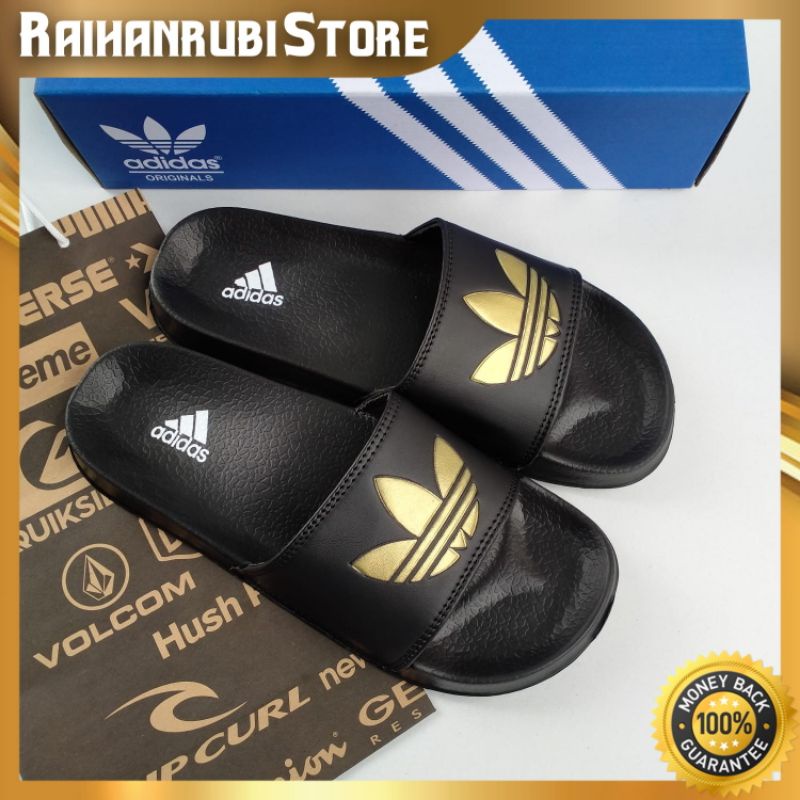Sandal Slide Adidas Adilette Black Gold Pria Wanita Original Distro/Sandal Selop Adidas Adilette Bla