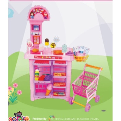 PROMO MAINAN ANAK EDUKASI KERANJANG TROLLY BELANJA SUPERMARKET MEGAMART SATU SET TERMURAH 140 MESIN KASIR MAINAN-1