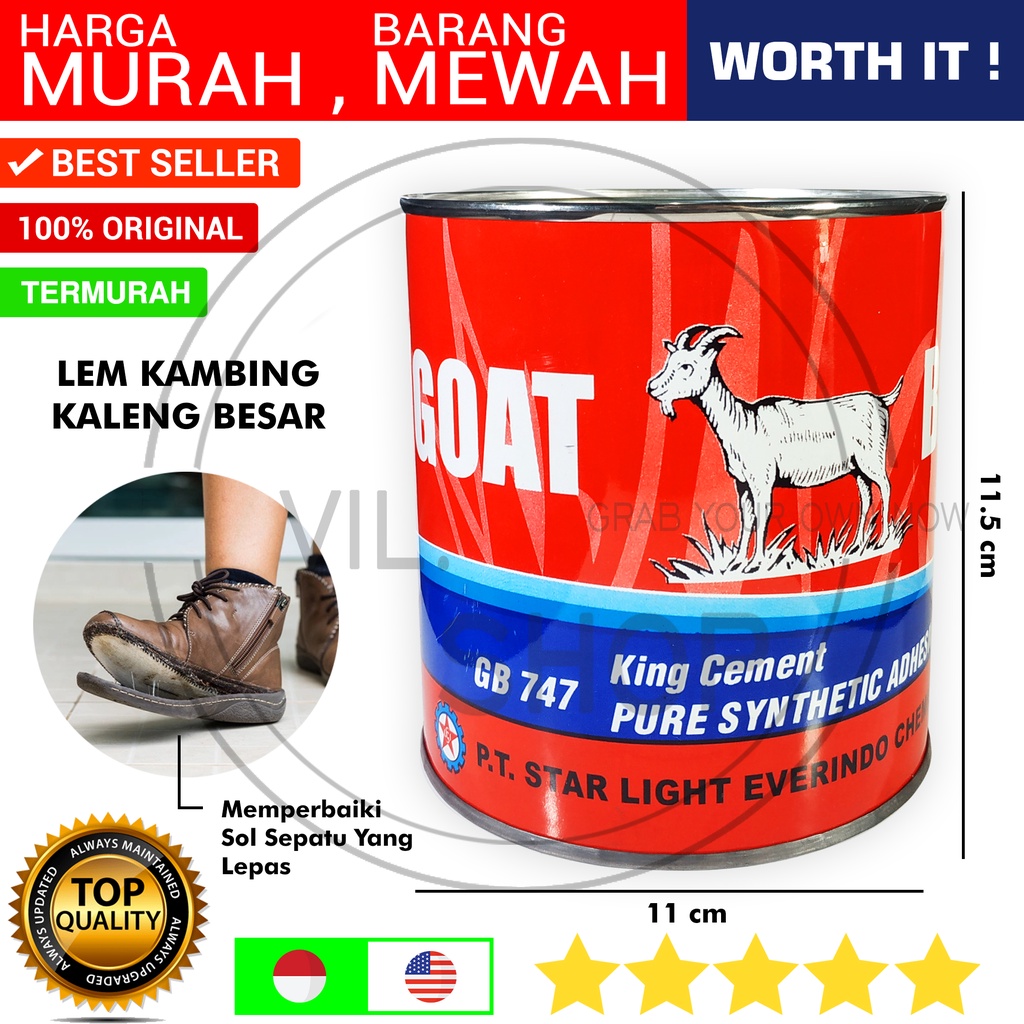 LEM KAMBING GOAT BRAND SERBAGUNA KALENG BESAR LEM KUNING AIKA AICA AIBON LEM BANTENG FOX 1KG 1 KG LE