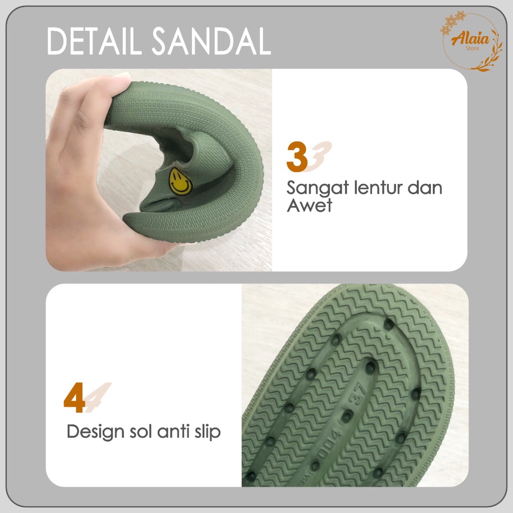 Sandal Jepit Wanita Smile Anti Slip Wonderly Sendal Cewek Karet Jelly Empuk Premium 004